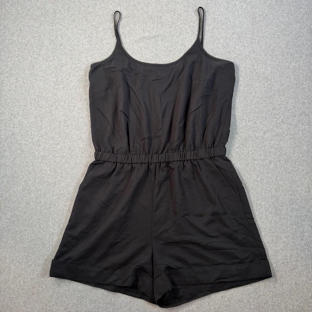 LOFT Ann Taylor Women's Medium Black Sleeveless Romper Jumpsuit Cuffed Shorts